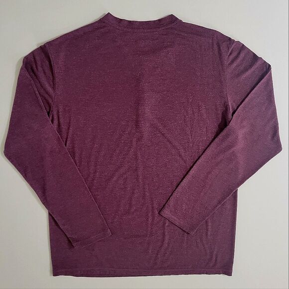 Fabletics Men's Restoreknit Burgundy Long Sleeve Henley Pullover Tee - Picture 13 of 15